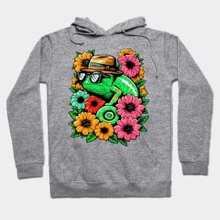 Chameleon Flowers Whimsical Design Hoodie